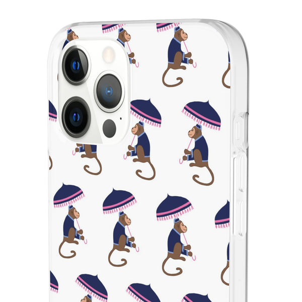 Flexible Phone Case - Preppy Chinoiserie Monkey Pattern  iphone Samsung clear access to all ports and functions