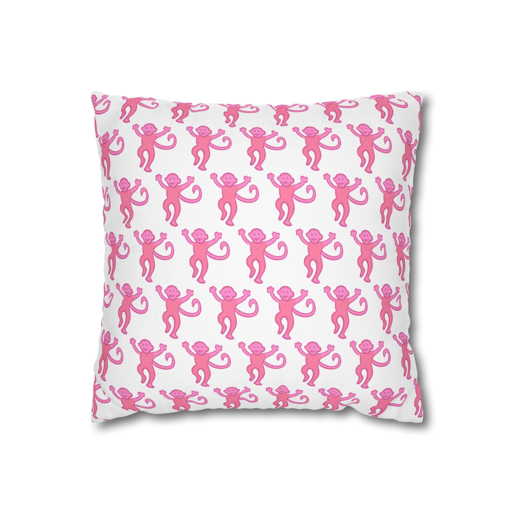 Preppy Monkey Pattern Hot Pink Pillow Cover with Zip Closure - Cover Only - Insert not included