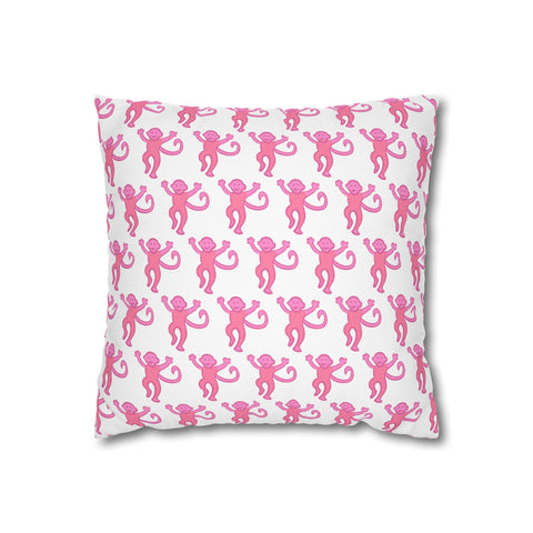Preppy Monkey Pattern Hot Pink Pillow Cover with Zip Closure - Cover Only - Insert not included