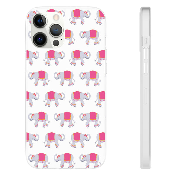Flexible Phone Case - Preppy Chinoiserie Elephant Pattern  iphone Samsung clear access to all ports and functions