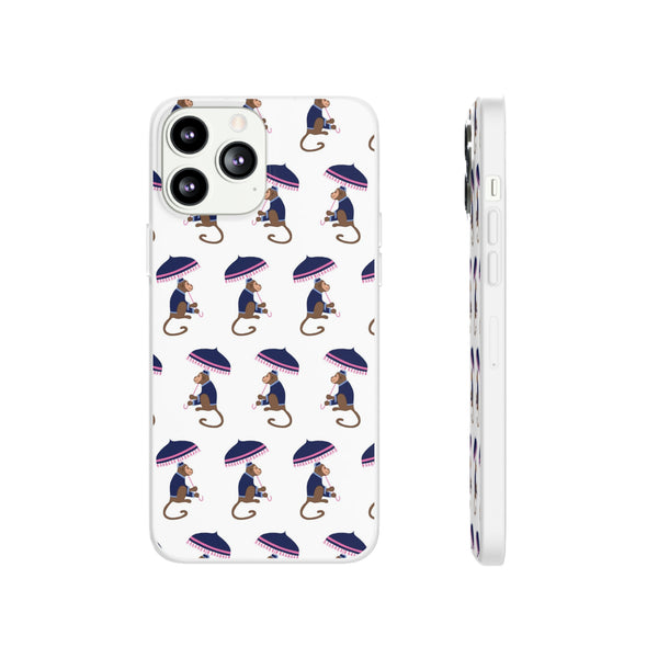 Flexible Phone Case - Preppy Chinoiserie Monkey Pattern  iphone Samsung clear access to all ports and functions