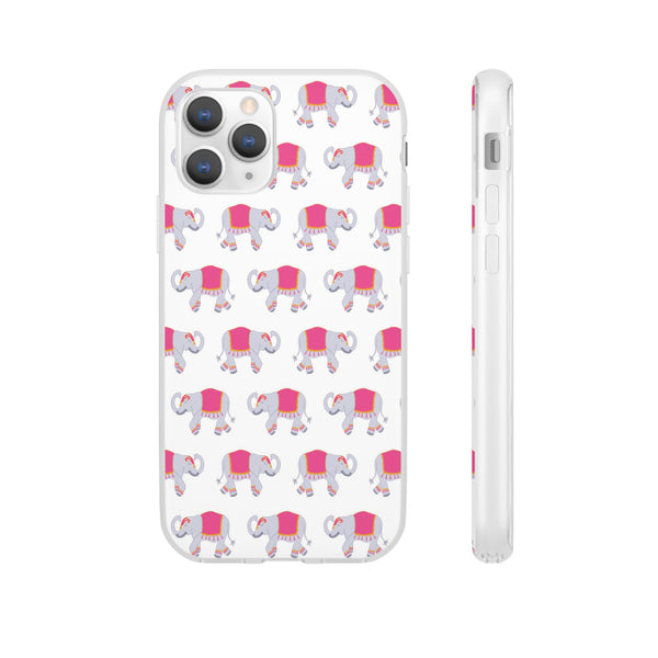 Flexible Phone Case - Preppy Chinoiserie Elephant Pattern  iphone Samsung clear access to all ports and functions