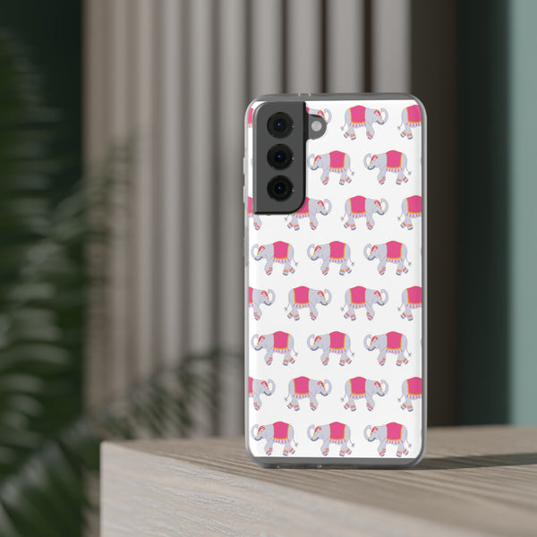 Flexible Phone Case - Preppy Chinoiserie Elephant Pattern  iphone Samsung clear access to all ports and functions
