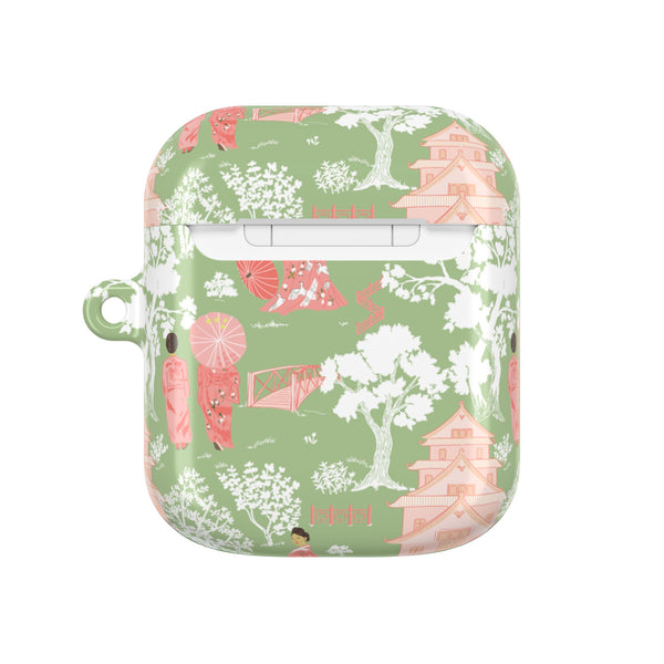 Chinoiserie Green and Pink Vintage Pattern AirPod Case, , Gift for Her, Cute Accessories, AirPods Cover, Grand Millennial