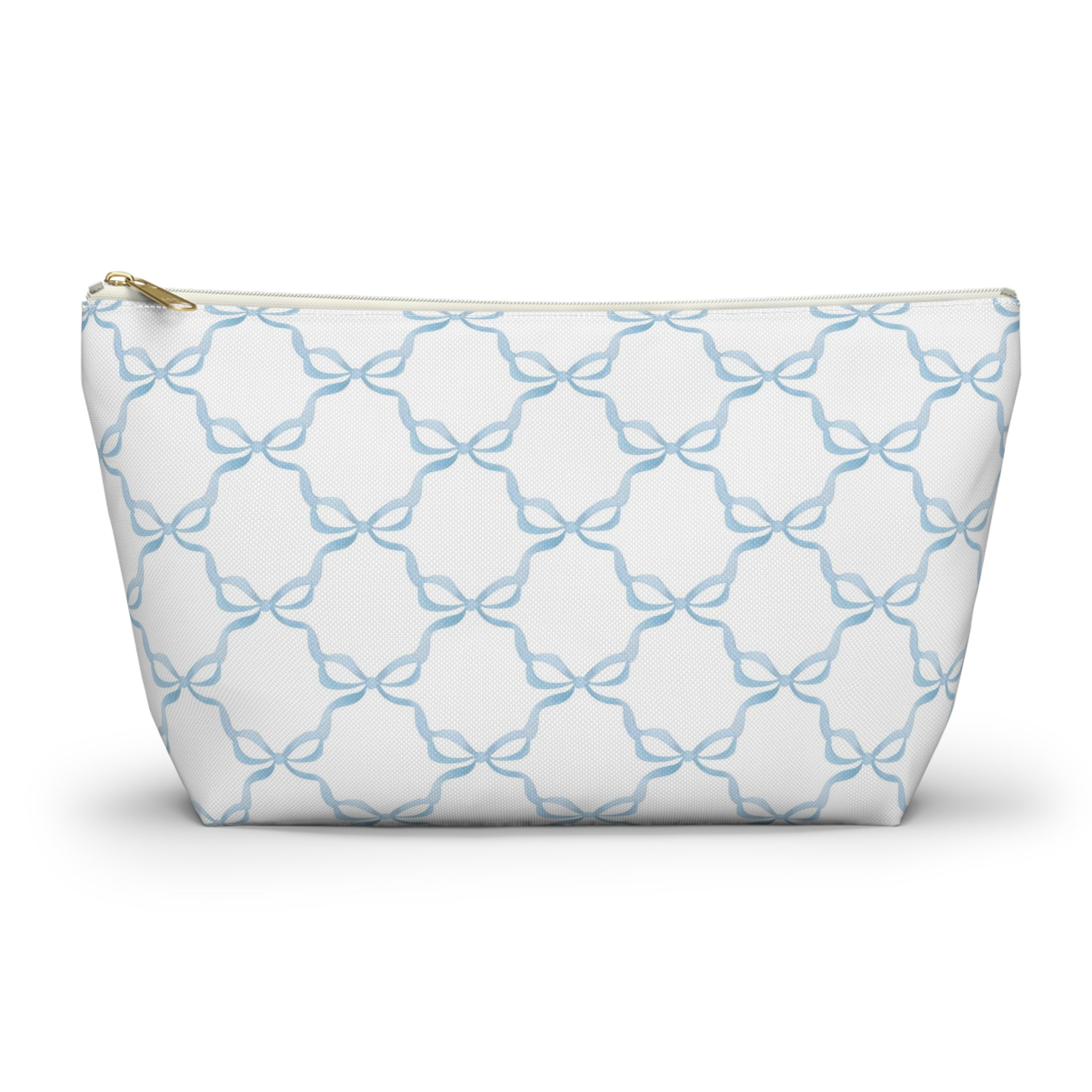 Preppy Watercolor Blue Bows - Accessory Zip Pouch Available in Two Sizes