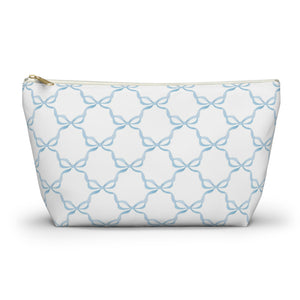 Preppy Watercolor Blue Bows - Accessory Zip Pouch Available in Two Sizes
