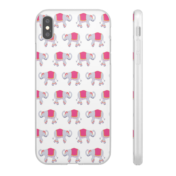 Flexible Phone Case - Preppy Chinoiserie Elephant Pattern  iphone Samsung clear access to all ports and functions