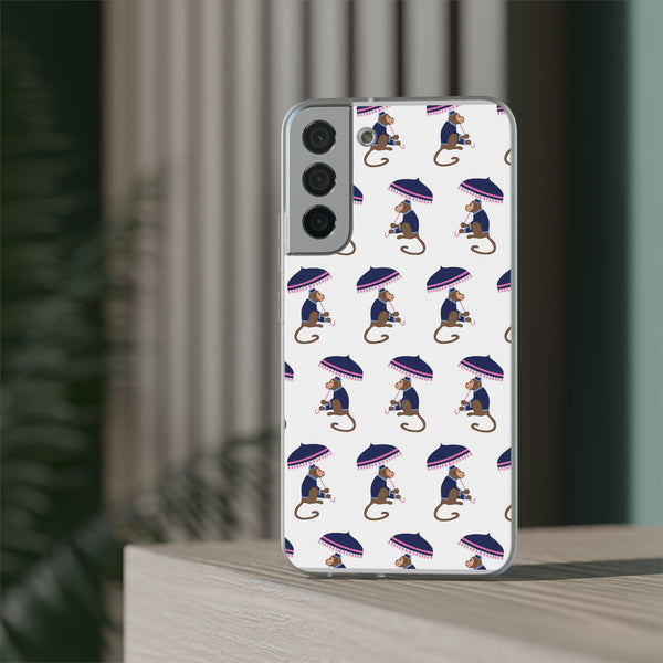 Flexible Phone Case - Preppy Chinoiserie Monkey Pattern  iphone Samsung clear access to all ports and functions