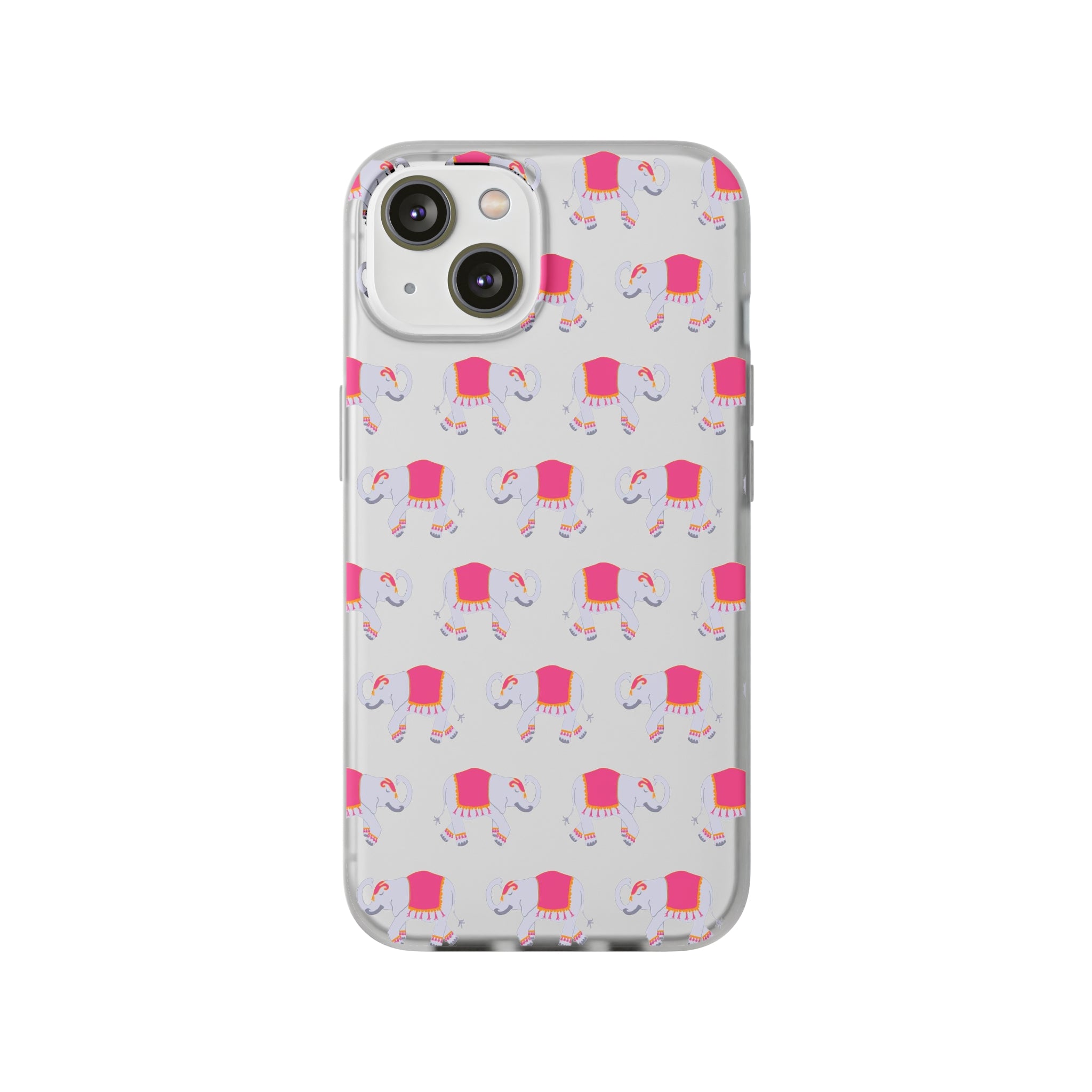 Flexible Phone Case - Preppy Chinoiserie Elephant Pattern  iphone Samsung clear access to all ports and functions