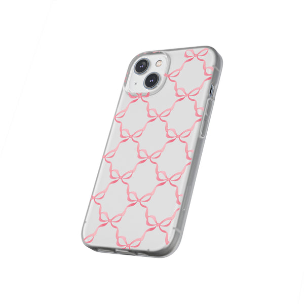 Flexible Phone Case - Preppy Chinoiserie Watercolor Bows iphone Samsung clear access to all ports and functions