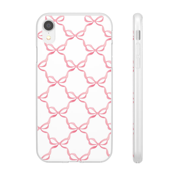 Flexible Phone Case - Preppy Chinoiserie Watercolor Bows iphone Samsung clear access to all ports and functions