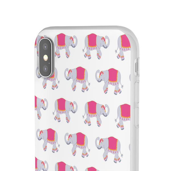 Flexible Phone Case - Preppy Chinoiserie Elephant Pattern  iphone Samsung clear access to all ports and functions