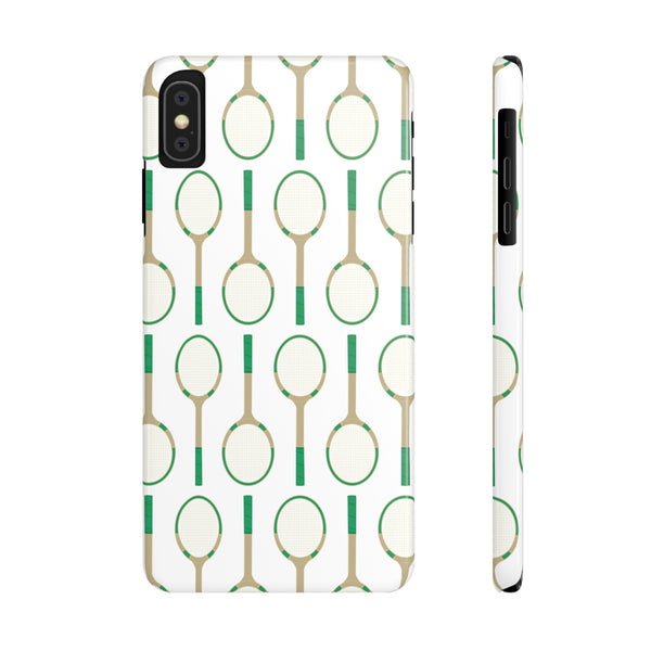 Vintage Tennis Racket in Green Phone Case Slim and Sleek, Preppy and Classic, Impact Resistant Shell