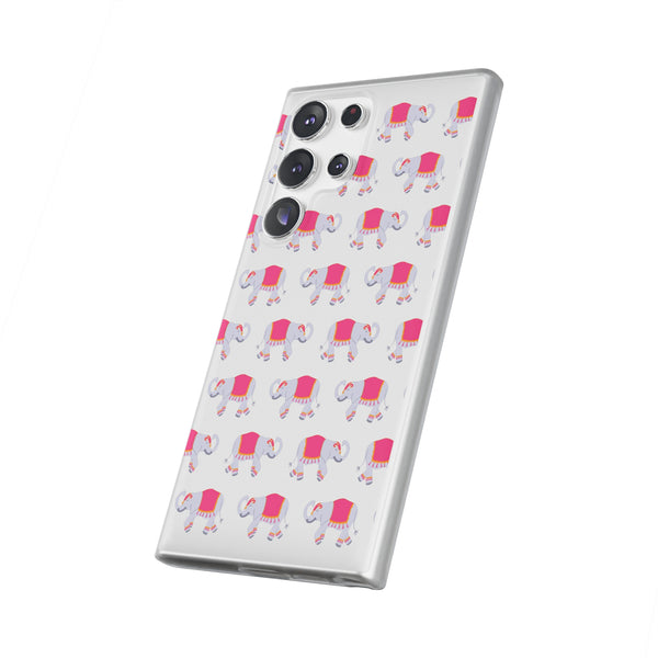 Flexible Phone Case - Preppy Chinoiserie Elephant Pattern  iphone Samsung clear access to all ports and functions