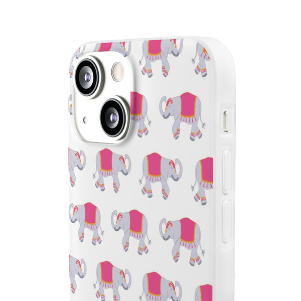 Flexible Phone Case - Preppy Chinoiserie Elephant Pattern  iphone Samsung clear access to all ports and functions