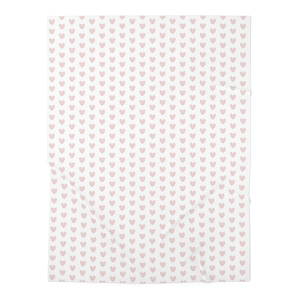 Baby Swaddle Blanket in preppy watercolor heart print pattern - Softest Neutral Blush Pink on white