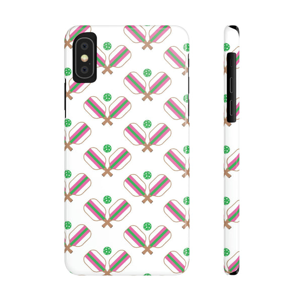 Pickle Ball Pickleball Lover Phone Case, Samsung,  iPhone Case Slim and Sleek, Preppy and Classic, Impact Resistant Shell Pink & Green