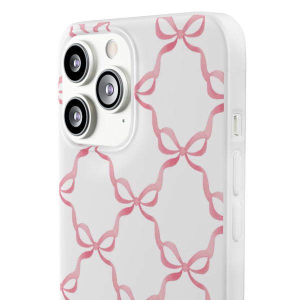 Flexible Phone Case - Preppy Chinoiserie Watercolor Bows iphone Samsung clear access to all ports and functions