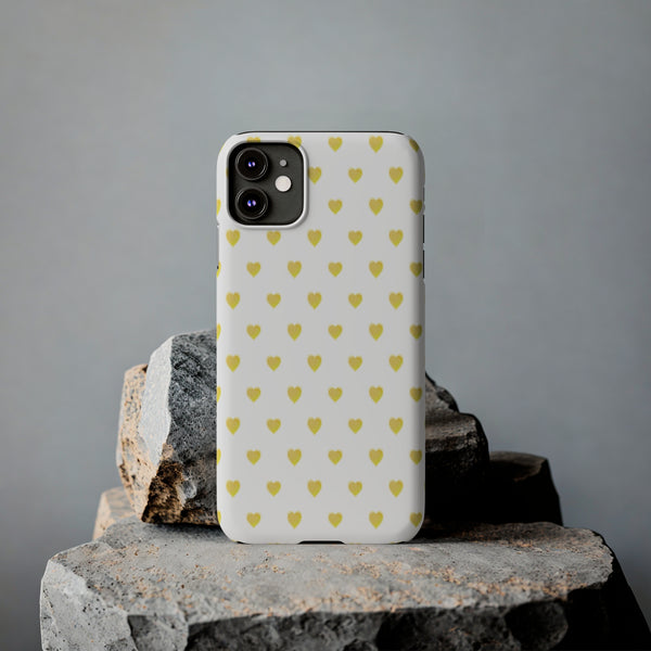 Preppy Hearts in Yellow, Heart Pattern,  Preppy Gift summer iPhone Case, Samsung Slim and Sleek, Classic, Impact Resistant Shell