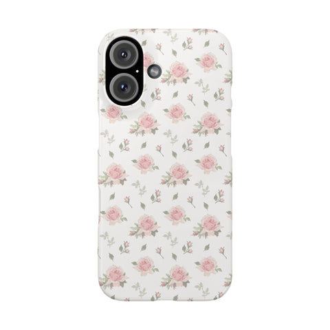 Preppy floral blush pink  Print Phone Case Slim, Impact Resistant Shell, all iPhone Models 14 Pro Max 13