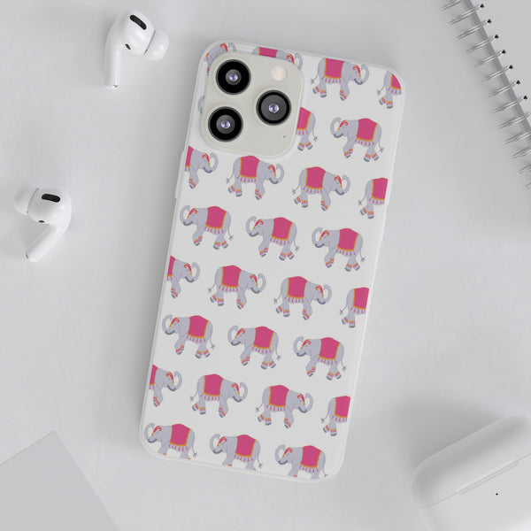 Flexible Phone Case - Preppy Chinoiserie Elephant Pattern  iphone Samsung clear access to all ports and functions