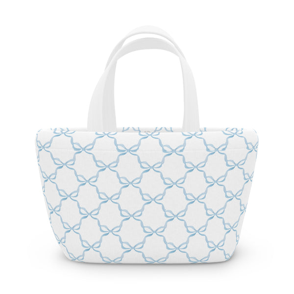 Preppy Blue Bows lunch bag, insulated, cooler bag, One size, washable, magnet closure