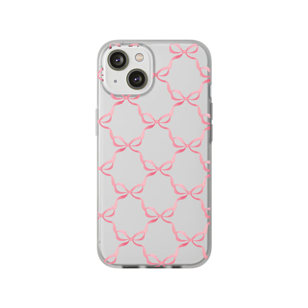 Flexible Phone Case - Preppy Chinoiserie Watercolor Bows iphone Samsung clear access to all ports and functions