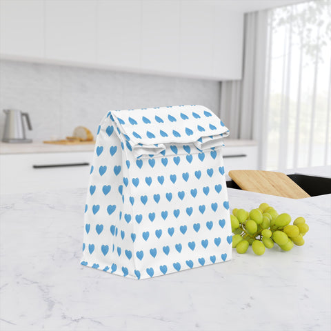 Preppy Insulated Stay Cool Lunch Bag - Watercolor Blue Hearts - Water Resistant