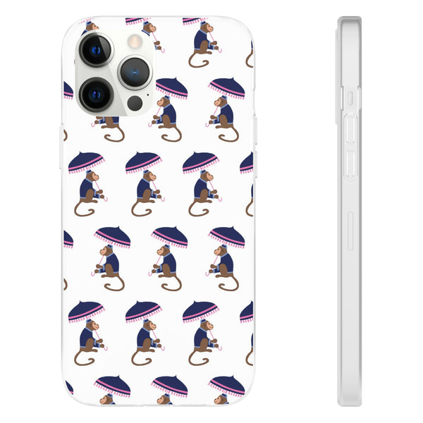 Flexible Phone Case - Preppy Chinoiserie Monkey Pattern  iphone Samsung clear access to all ports and functions