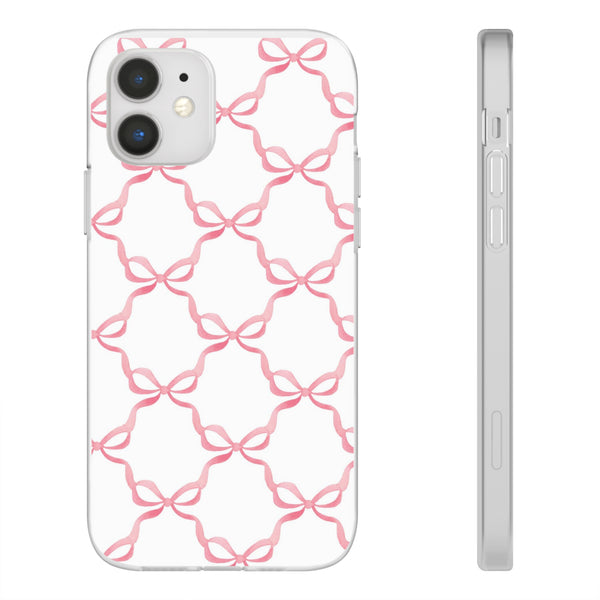 Flexible Phone Case - Preppy Chinoiserie Watercolor Bows iphone Samsung clear access to all ports and functions