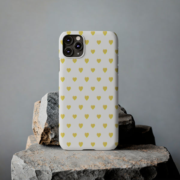 Preppy Hearts in Yellow, Heart Pattern,  Preppy Gift summer iPhone Case, Samsung Slim and Sleek, Classic, Impact Resistant Shell