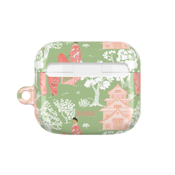 Chinoiserie Green and Pink Vintage Pattern AirPod Case, , Gift for Her, Cute Accessories, AirPods Cover, Grand Millennial