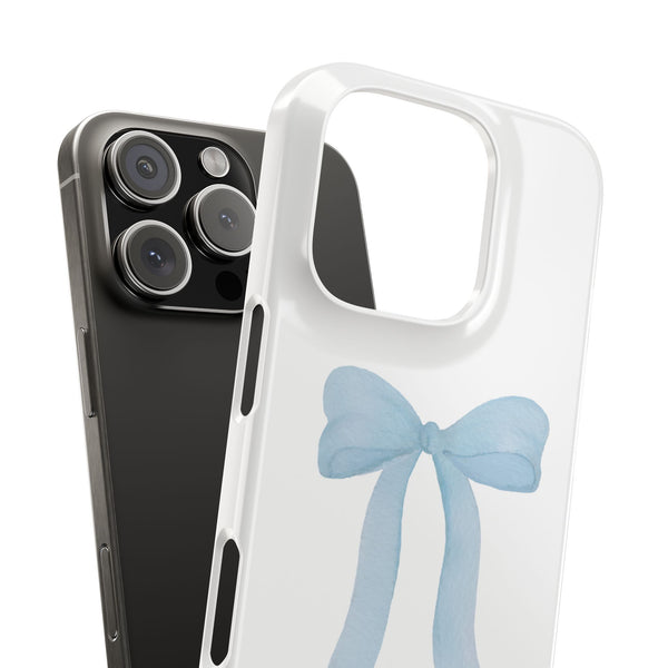 Blue Bow Phone Case, Coquette , loveshackfancy inspired, preppy print Phone Case Slim and Sleek, all iPhone 15 14 Plus Pro Max 13