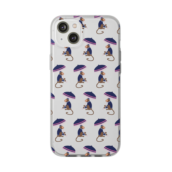 Flexible Phone Case - Preppy Chinoiserie Monkey Pattern  iphone Samsung clear access to all ports and functions