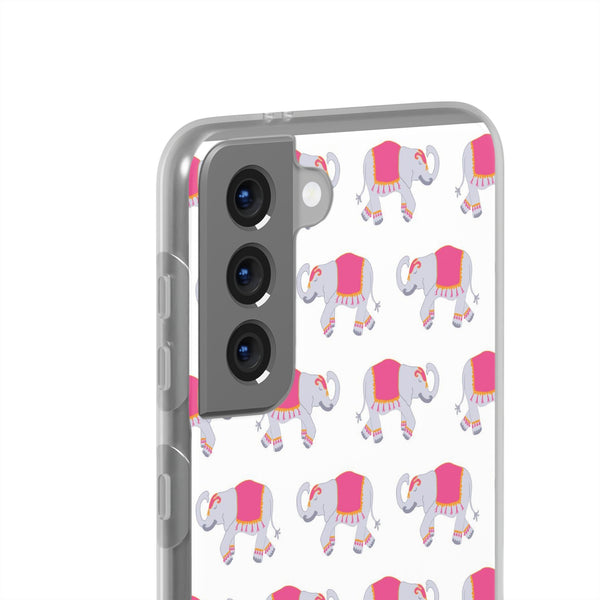 Flexible Phone Case - Preppy Chinoiserie Elephant Pattern  iphone Samsung clear access to all ports and functions