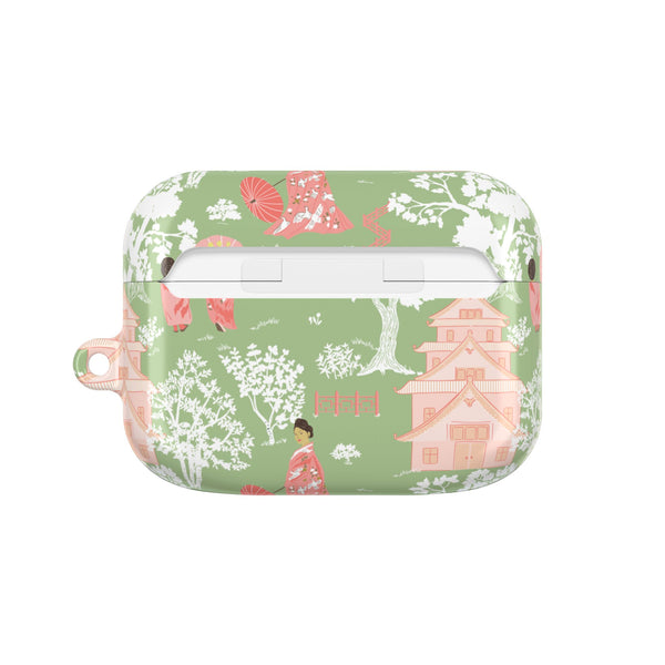 Chinoiserie Green and Pink Vintage Pattern AirPod Case, , Gift for Her, Cute Accessories, AirPods Cover, Grand Millennial