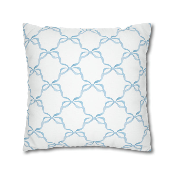 Watercolor Bow Blue Pillow Cover with Zip Closure - Cover Only - Insert not included - teen, tween, dorm room
