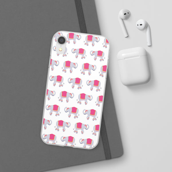 Flexible Phone Case - Preppy Chinoiserie Elephant Pattern  iphone Samsung clear access to all ports and functions