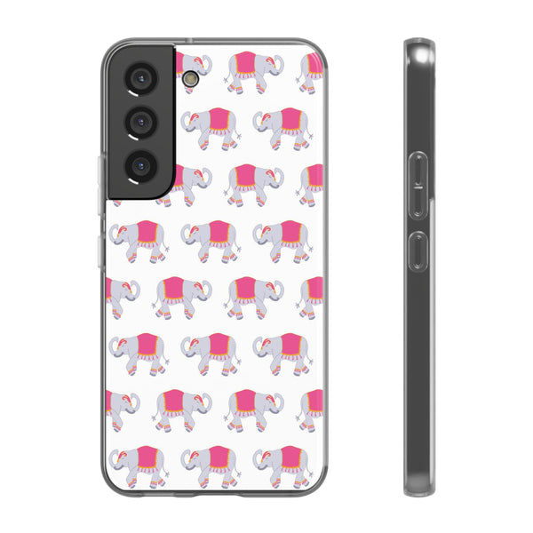 Flexible Phone Case - Preppy Chinoiserie Elephant Pattern  iphone Samsung clear access to all ports and functions