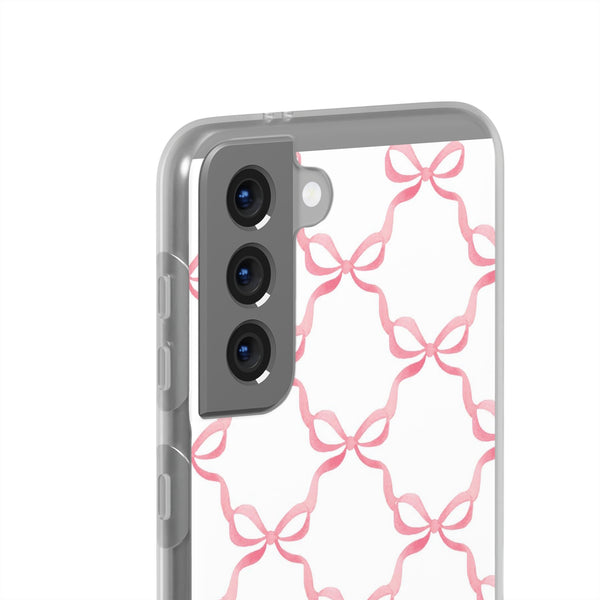 Flexible Phone Case - Preppy Chinoiserie Watercolor Bows iphone Samsung clear access to all ports and functions