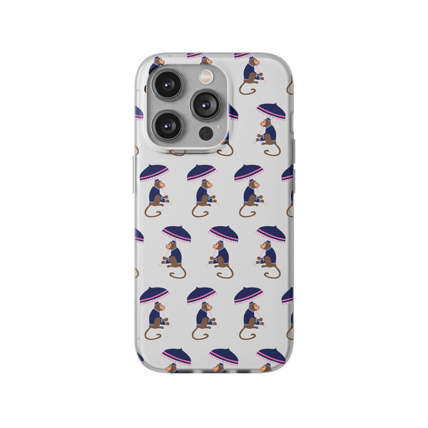 Flexible Phone Case - Preppy Chinoiserie Monkey Pattern  iphone Samsung clear access to all ports and functions