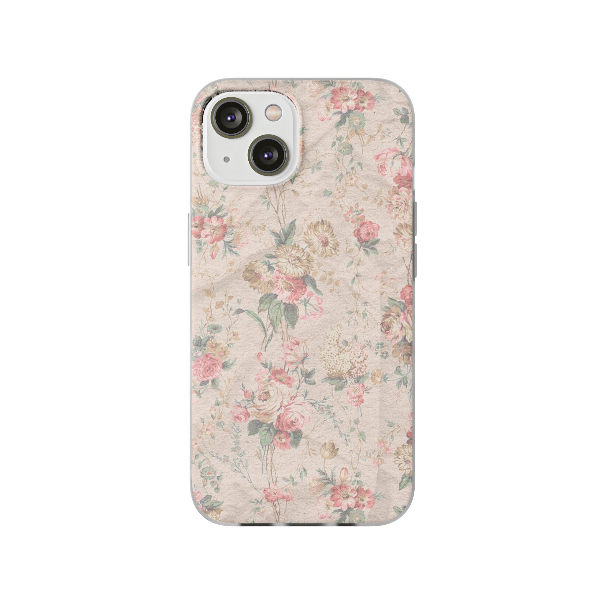 Flexible Phone Case in Romantic Floral Print - Beige, Neutral Tones
