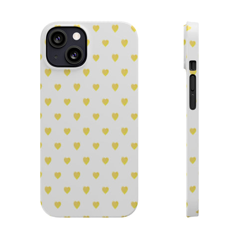 Preppy Hearts in Yellow, Heart Pattern,  Preppy Gift summer iPhone Case, Samsung Slim and Sleek, Classic, Impact Resistant Shell