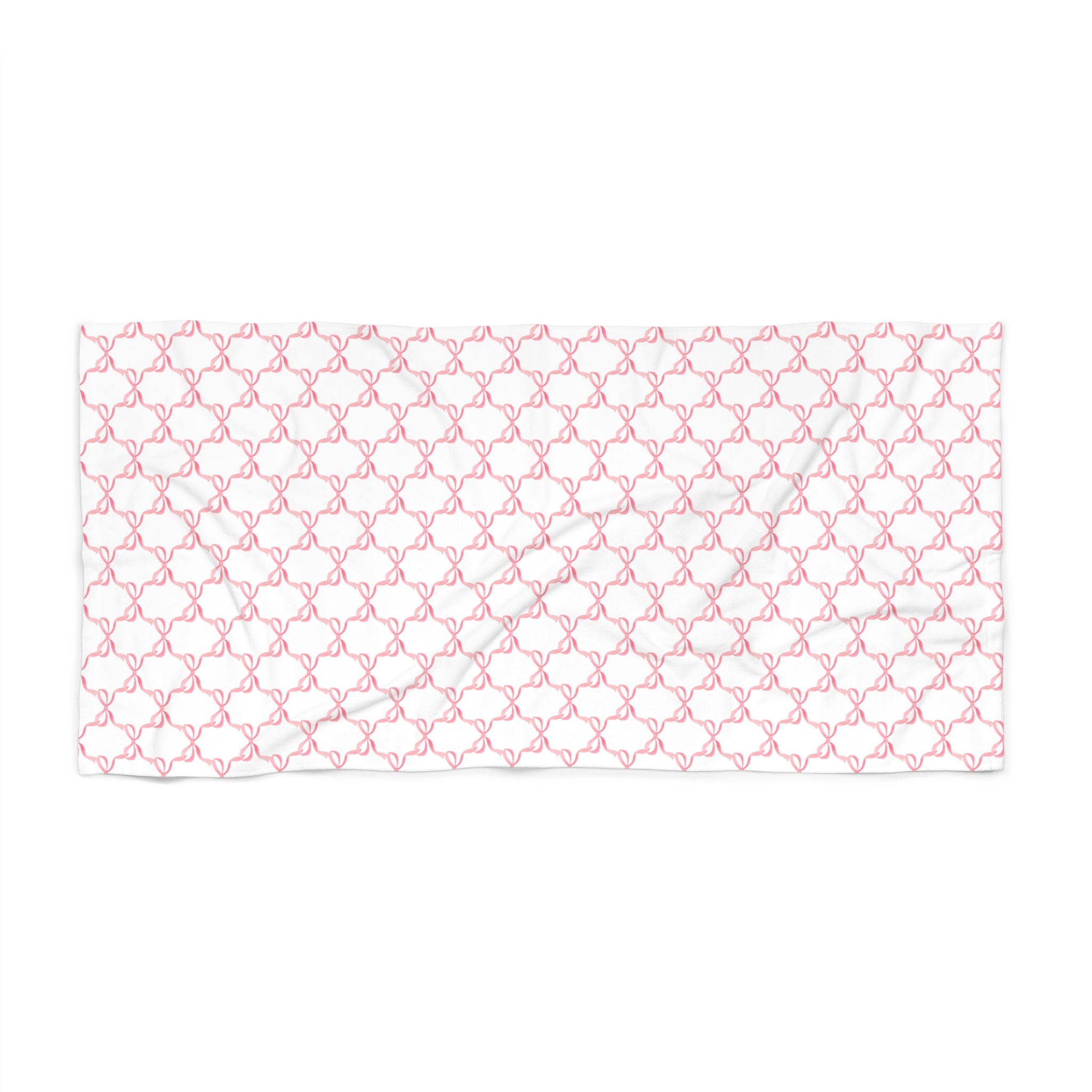 Bath or Beach Towel in Preppy Pink Bows with  - Two Sizes