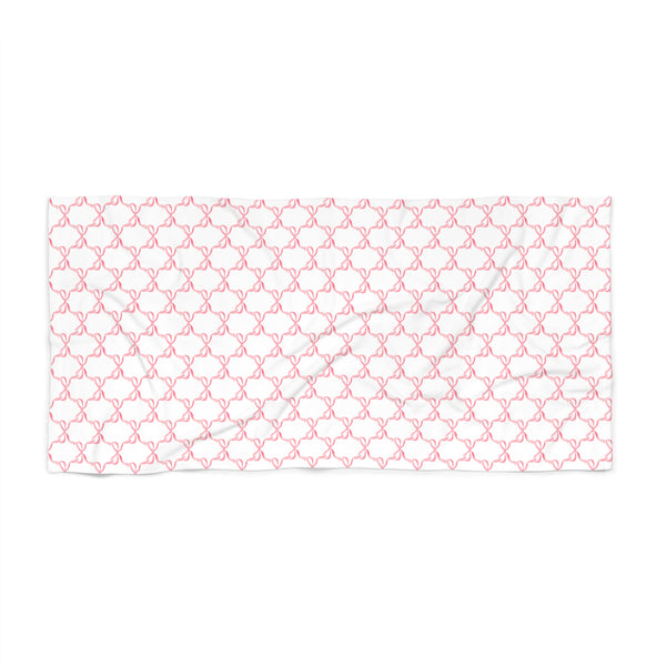 Bath or Beach Towel in Preppy Pink Bows with  - Two Sizes