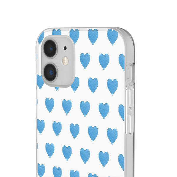 Flexible Phone Case - Preppy Hearts Watercolor Blue iPhone Protection access to all Ports & Functions Great Gift