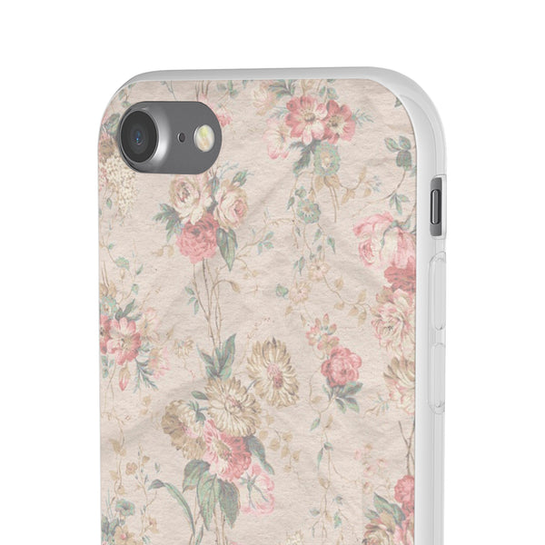 Flexible Phone Case in Romantic Floral Print - Beige, Neutral Tones