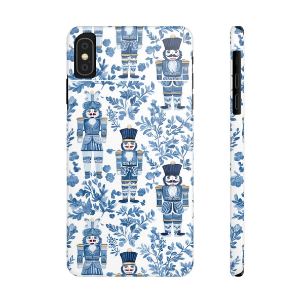 Slim Phone Case - Chinoiserie Holiday Nutcracker Blue and White Toile Protective Phone Case
