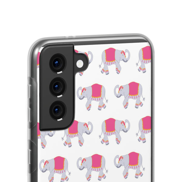 Flexible Phone Case - Preppy Chinoiserie Elephant Pattern  iphone Samsung clear access to all ports and functions