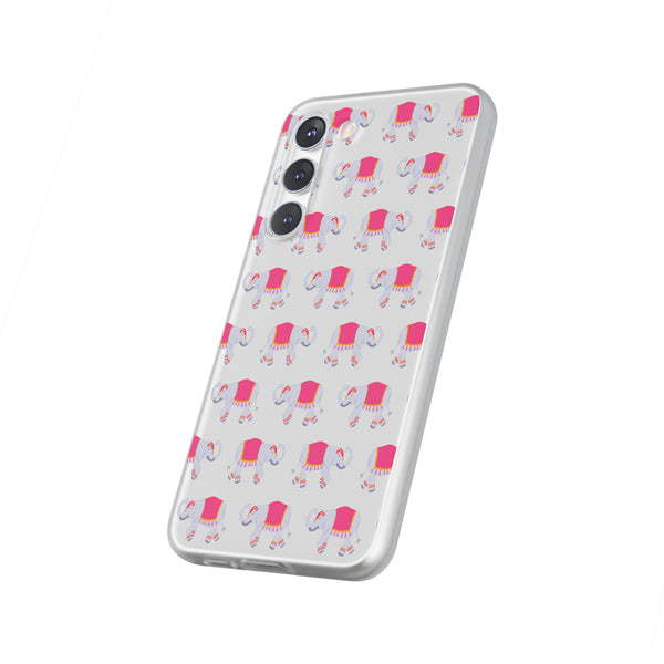 Flexible Phone Case - Preppy Chinoiserie Elephant Pattern  iphone Samsung clear access to all ports and functions